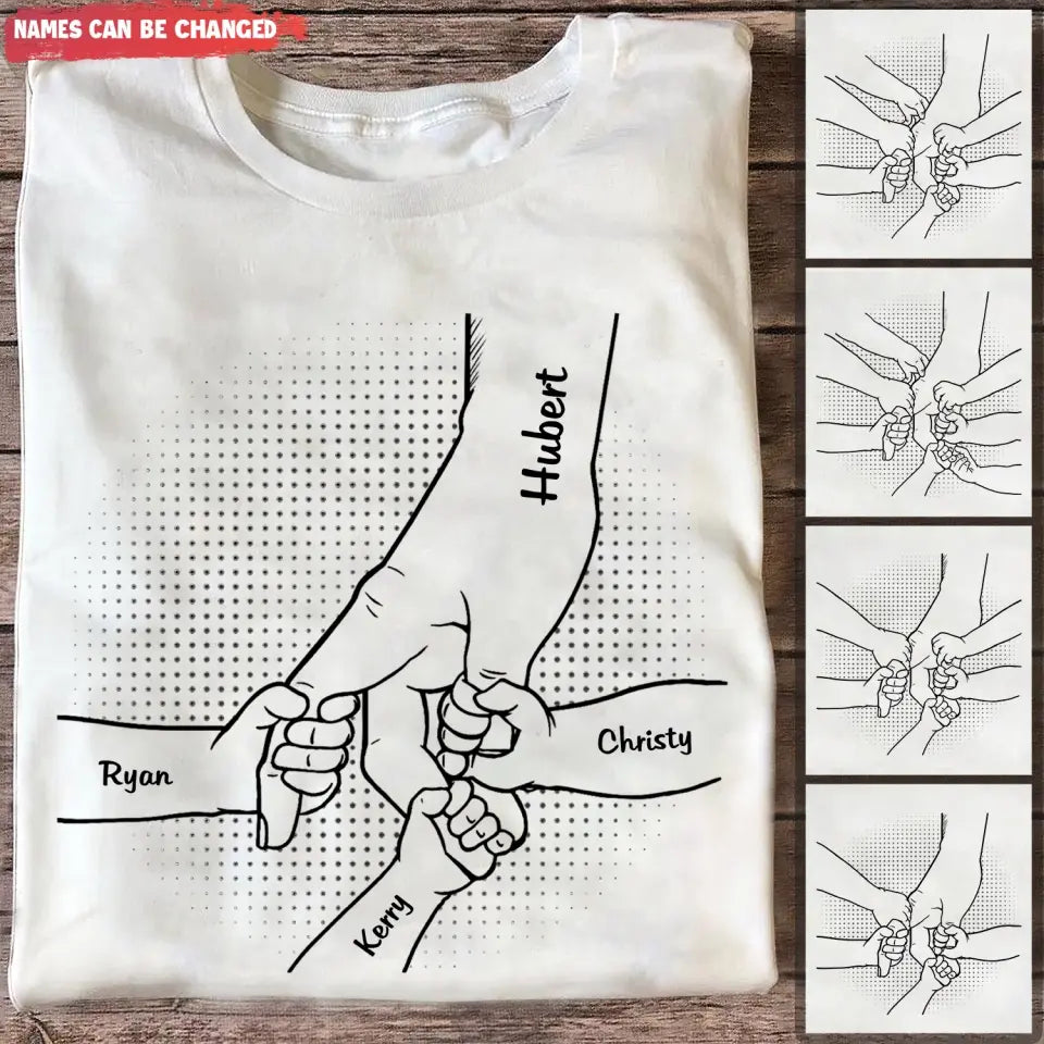 Hand In Hand - Personalized Custom T Shirt, Gift For Father, Grandma, Grandpa, Parents, Grandparents