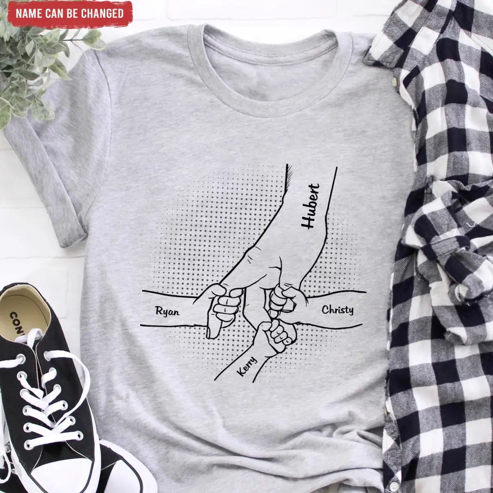 Hand In Hand - Personalized Custom T Shirt, Gift For Father, Grandma, Grandpa, Parents, Grandparents