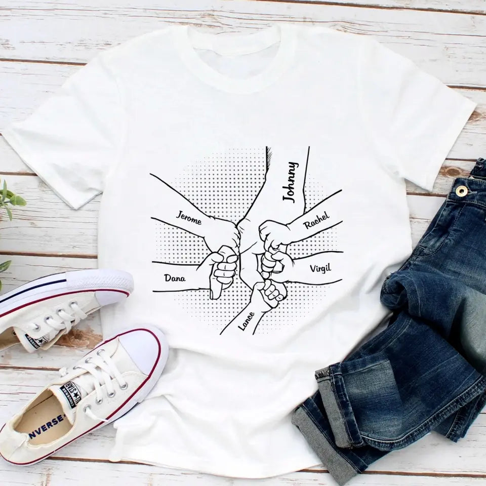 Hand In Hand - Personalized Custom T Shirt, Gift For Father, Grandma, Grandpa, Parents, Grandparents
