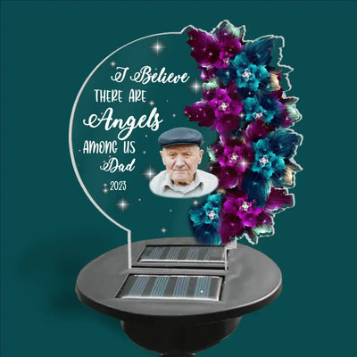 I Believe There Are Angels Among Us - Personalized Memorial Solar Light, Memorial Gift Ideas