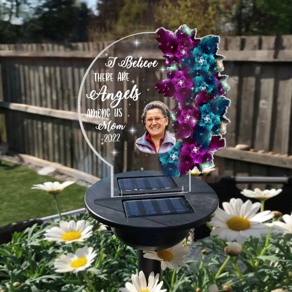 I Believe There Are Angels Among Us - Personalized Memorial Solar Light, Memorial Gift Ideas