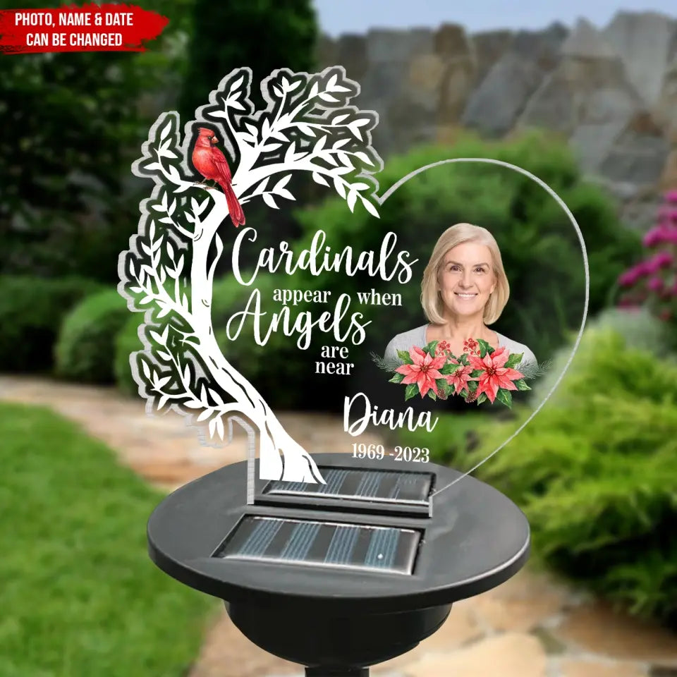 Cardinals Appear When Angels Are Near -  Personalized Solar Light, Memorial Gift