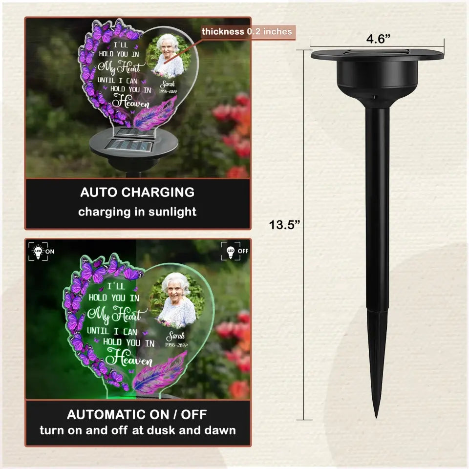 I'll Hold You In My Heart Until I Can Hold You In Heaven - Personalized Solar Light, Memorial Solar Light