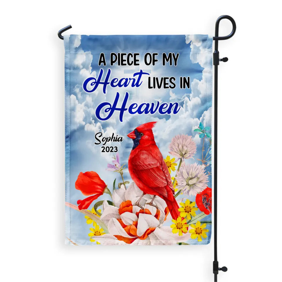 A Piece Of My Heart Lives In Heaven - Personalized Garden Flag, Memorial Gift - GF67