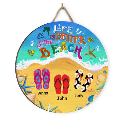 Life Is Better At The Beach - Personalized  Wood Sign, Gift For Beach Lover