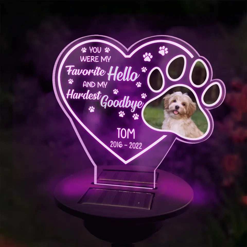 You Were My Favorite Hello And My Hardest Goodbye - Personalized Solar Light, Pet Loss Gift