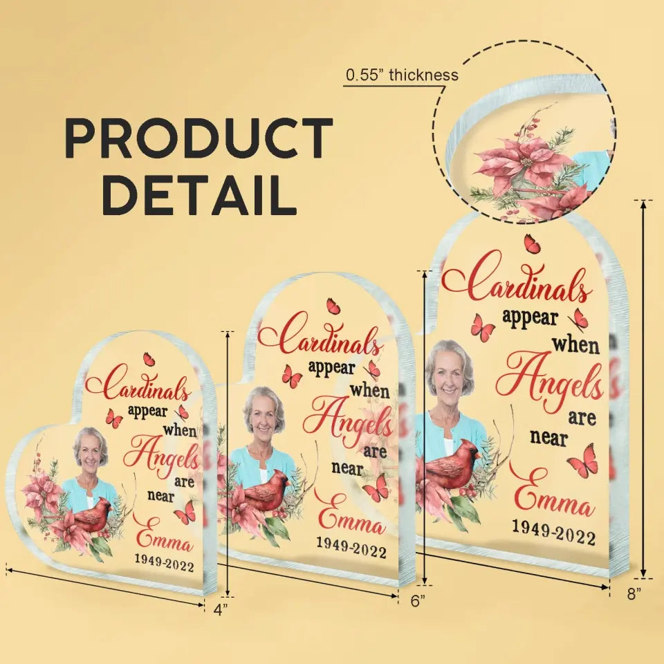 Cardinals Appear When Angels Are Near - Personalized Acrylic Plaque, Memorial Gift