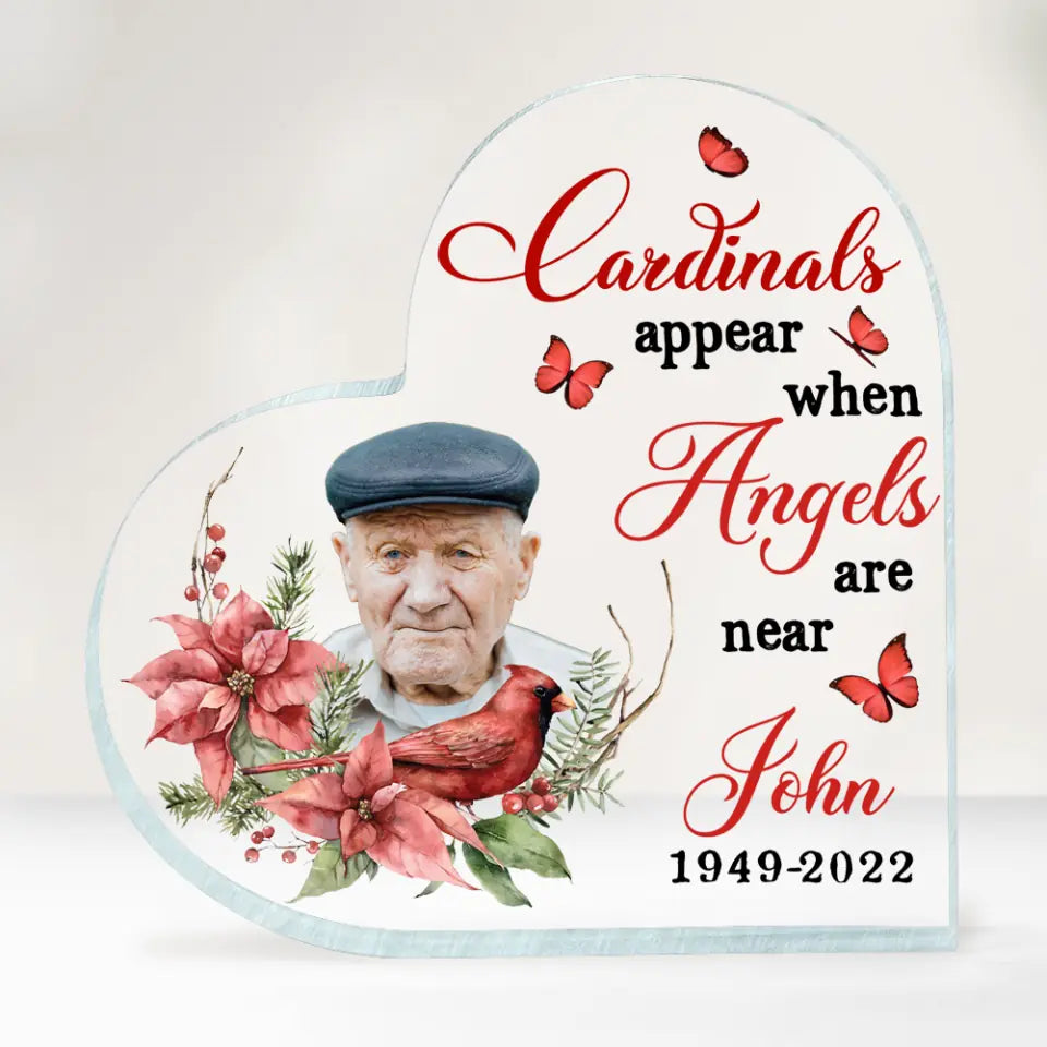Cardinals Appear When Angels Are Near - Personalized Acrylic Plaque, Memorial Gift