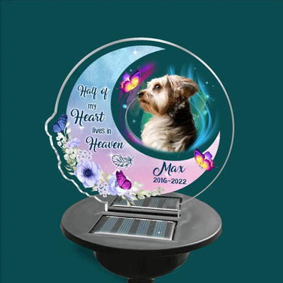 Half Of My Heart Lives In Heaven - Personalized Solar Light, Remembrance Gifts For Loss Of Loved One, Pet Loss Gift