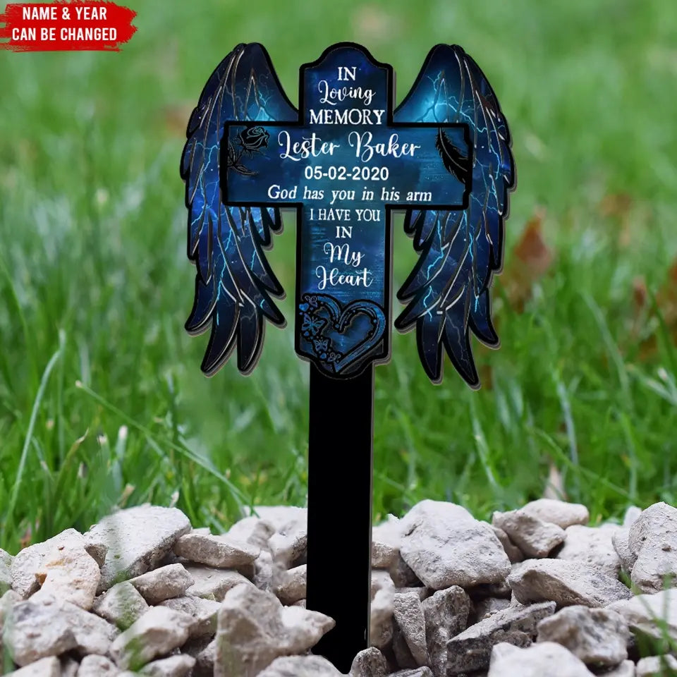 Heaven God Has You In His Arm I Have You In My Heart - Personalized Plaque Stake, Sympathy Gifts