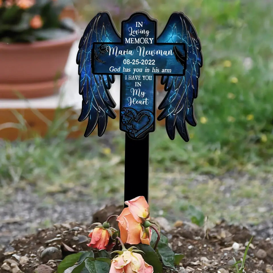 Heaven God Has You In His Arm I Have You In My Heart - Personalized Plaque Stake, Sympathy Gifts
