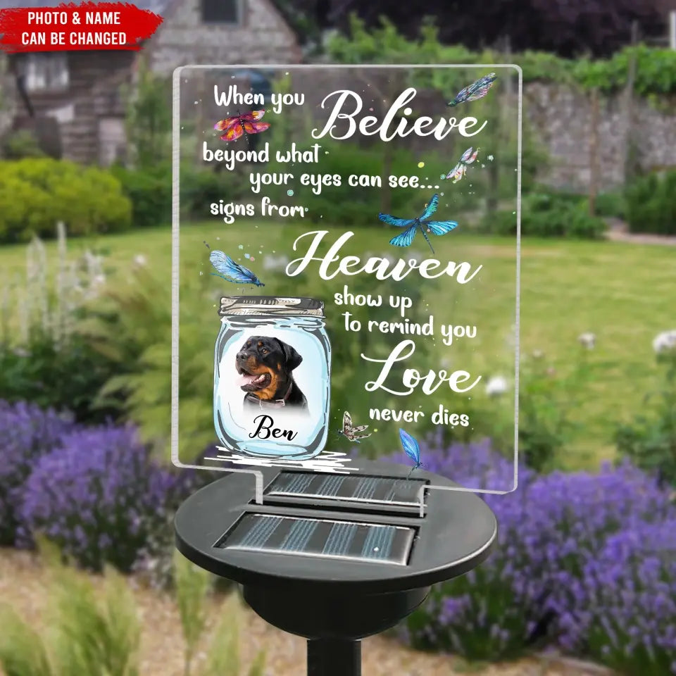 Heaven Show Up To Remind You Love Never Dies - Personalized Solar Light, Remembrance Gift For Loss Of Loved One