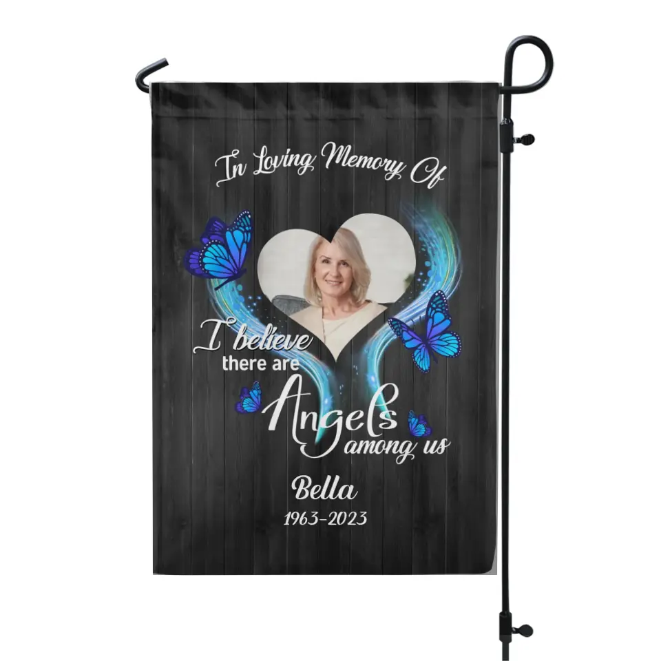 Angels Among Us Photo Memorial - Personalized Garden Flag, Sympathy Gifts