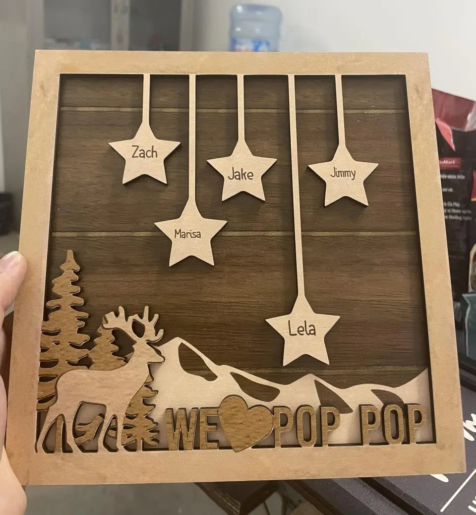 Hunting PAPA Family Tree We Love Grandpa - Personalized Wood Sign with Stand, Father's Day Gift for Grandpa, Hunting Lover