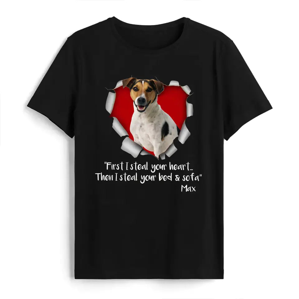 First I Steal Your Heart - Personalized T-Shirt, Gift For Dog Lovers