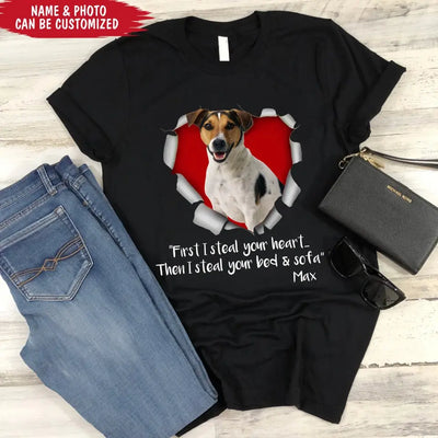 First I Steal Your Heart - Personalized T-Shirt, Gift For Dog Lovers