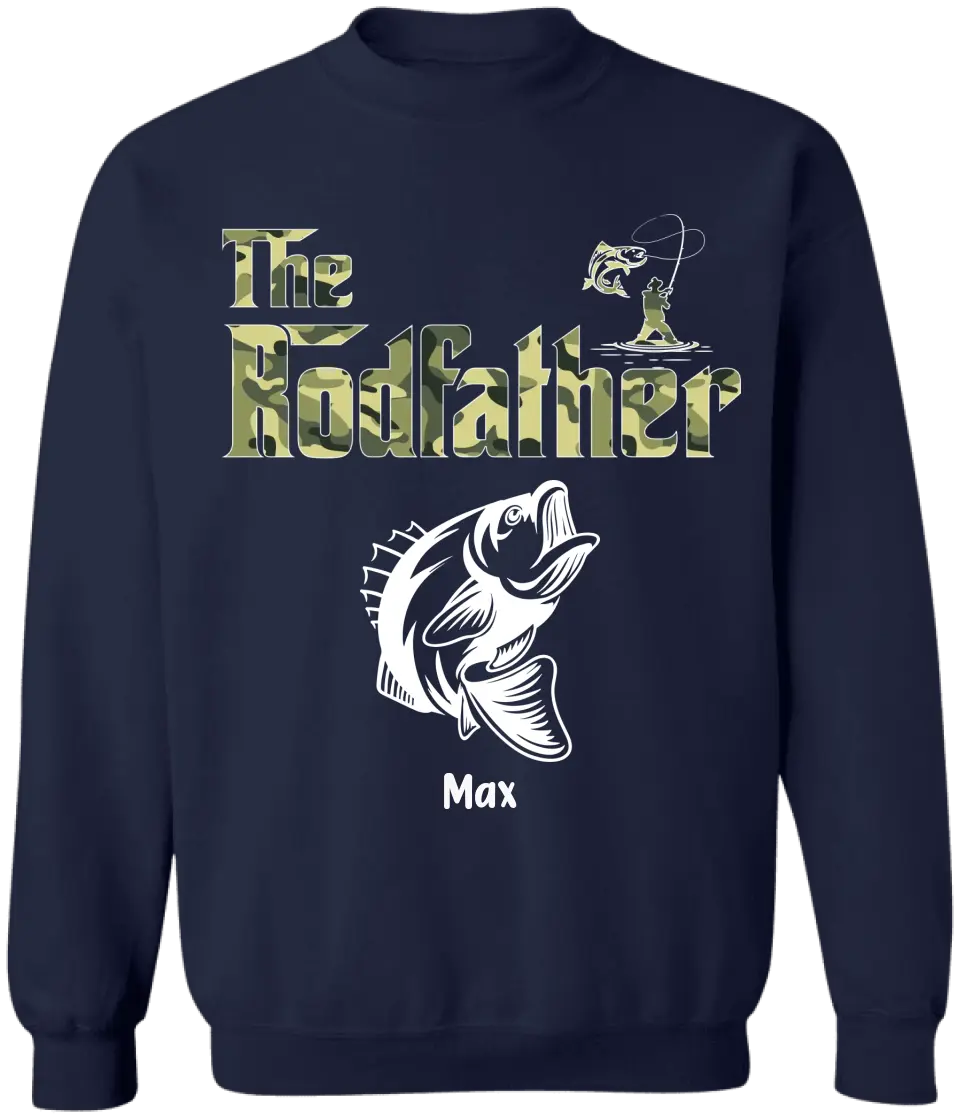Fishing The Rodfather Best Catching Dad Ever - Personalized T-shirt, Father's Day Gift for Dad, Grandpa, Fishing Lover