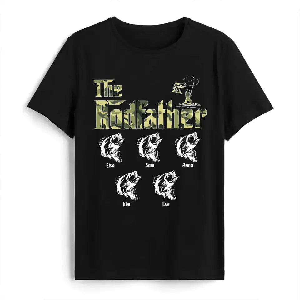 Fishing The Rodfather Best Catching Dad Ever - Personalized T-shirt, Father's Day Gift for Dad, Grandpa, Fishing Lover