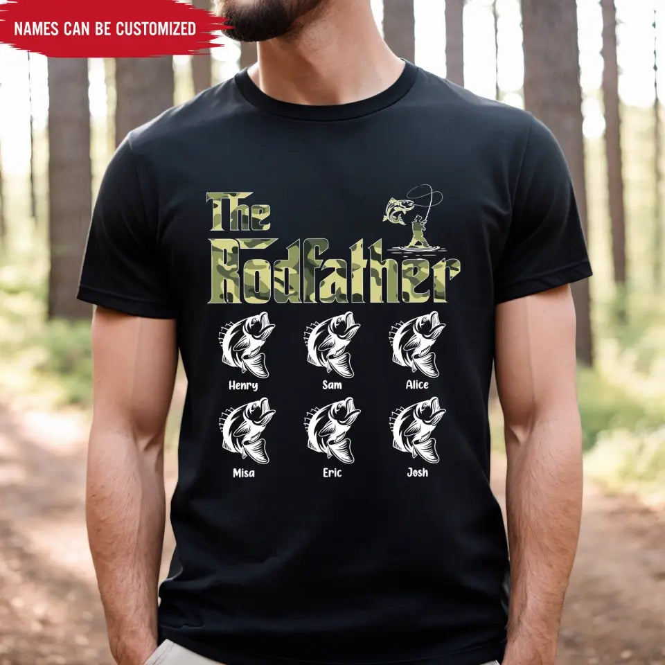 Fishing The Rodfather Best Catching Dad Ever - Personalized T-shirt, Father's Day Gift for Dad, Grandpa, Fishing Lover