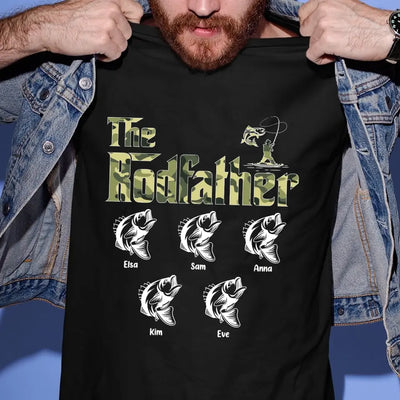 Fishing The Rodfather Best Catching Dad Ever - Personalized T-shirt, Father's Day Gift for Dad, Grandpa, Fishing Lover
