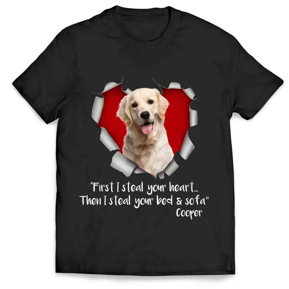 First I Steal Your Heart - Personalized T-Shirt, Gift For Dog Lovers