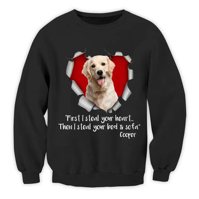 First I Steal Your Heart - Personalized T-Shirt, Gift For Dog Lovers