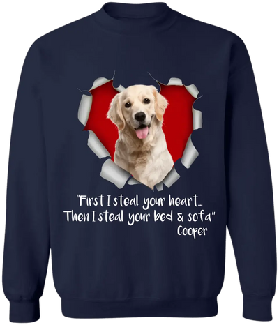 First I Steal Your Heart - Personalized T-Shirt, Gift For Dog Lovers