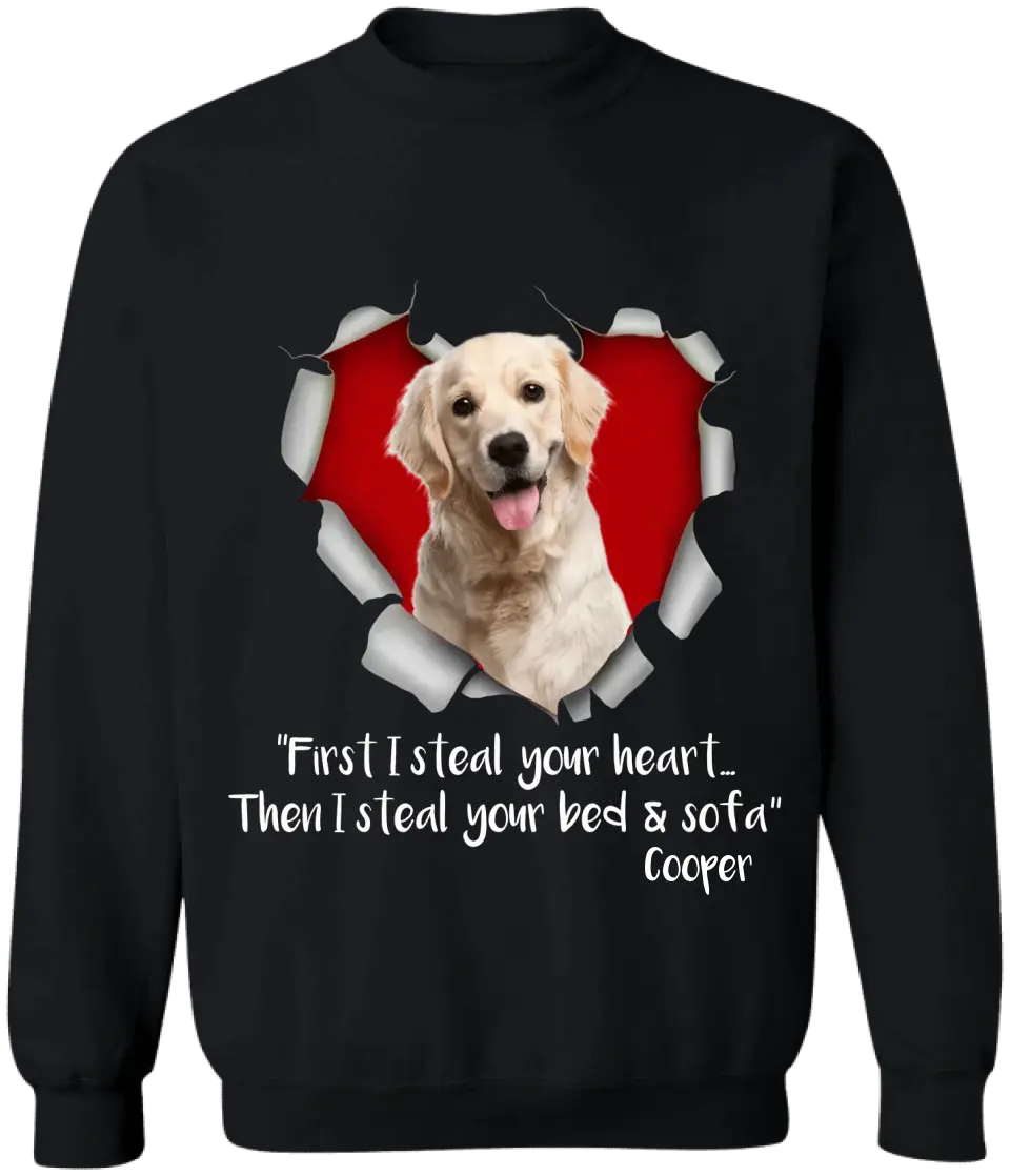First I Steal Your Heart - Personalized T-Shirt, Gift For Dog Lovers