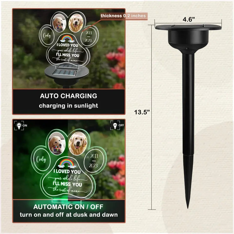 I Loved You Your Whole Life - Personalized Solar Light, Pet Loss Gift