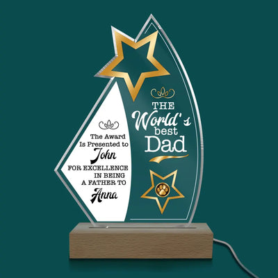 The Award Is Presented To Best Dad - Personalized Acrylic Lamp, Gift For Father's Day