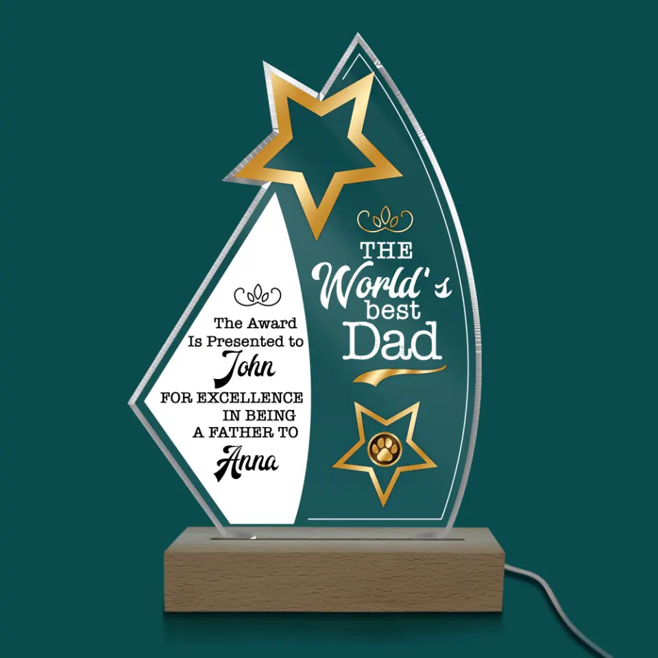 The Award Is Presented To Best Dad - Personalized Acrylic Lamp, Gift For Father's Day