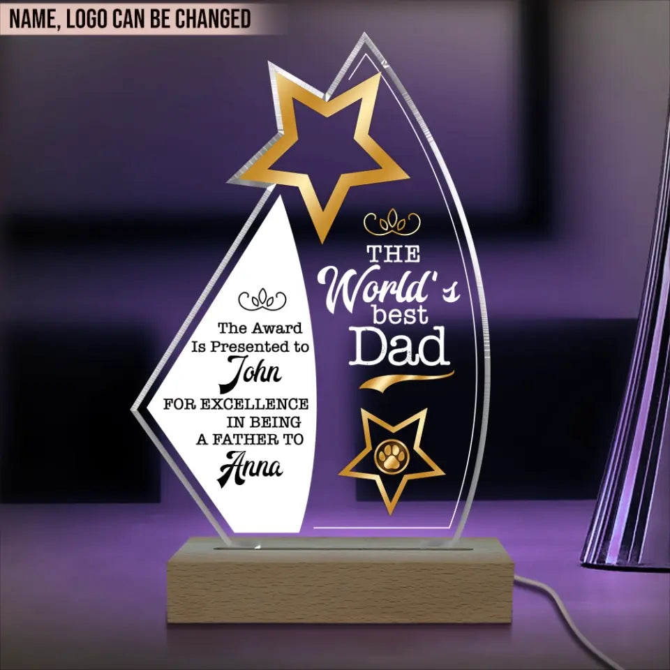 The Award Is Presented To Best Dad - Personalized Acrylic Lamp, Gift For Father's Day