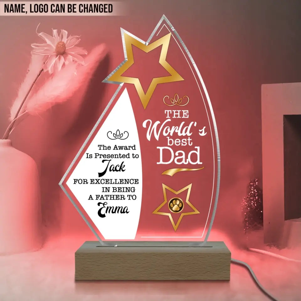 The Award Is Presented To Best Dad - Personalized Acrylic Lamp, Gift For Father's Day