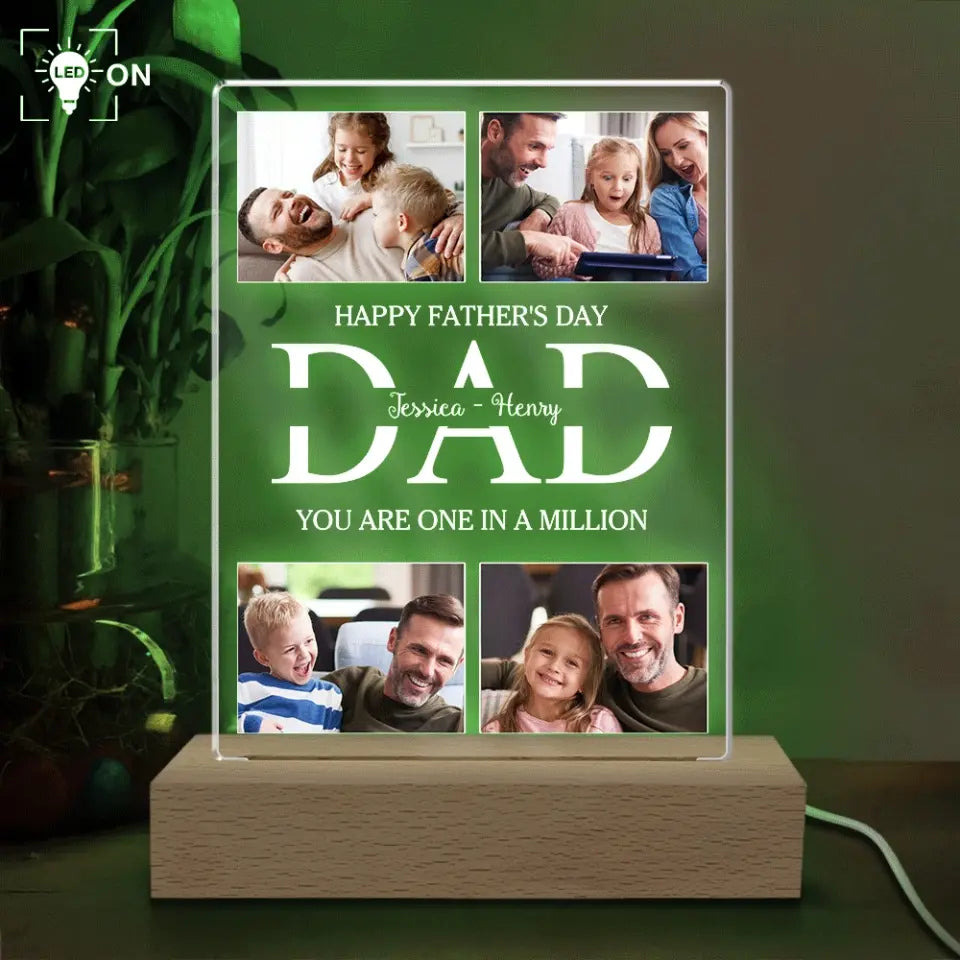 Happy Father’s Day You Are One In A Million - Personalized Acrylic Lamp, Gift For Father's Day