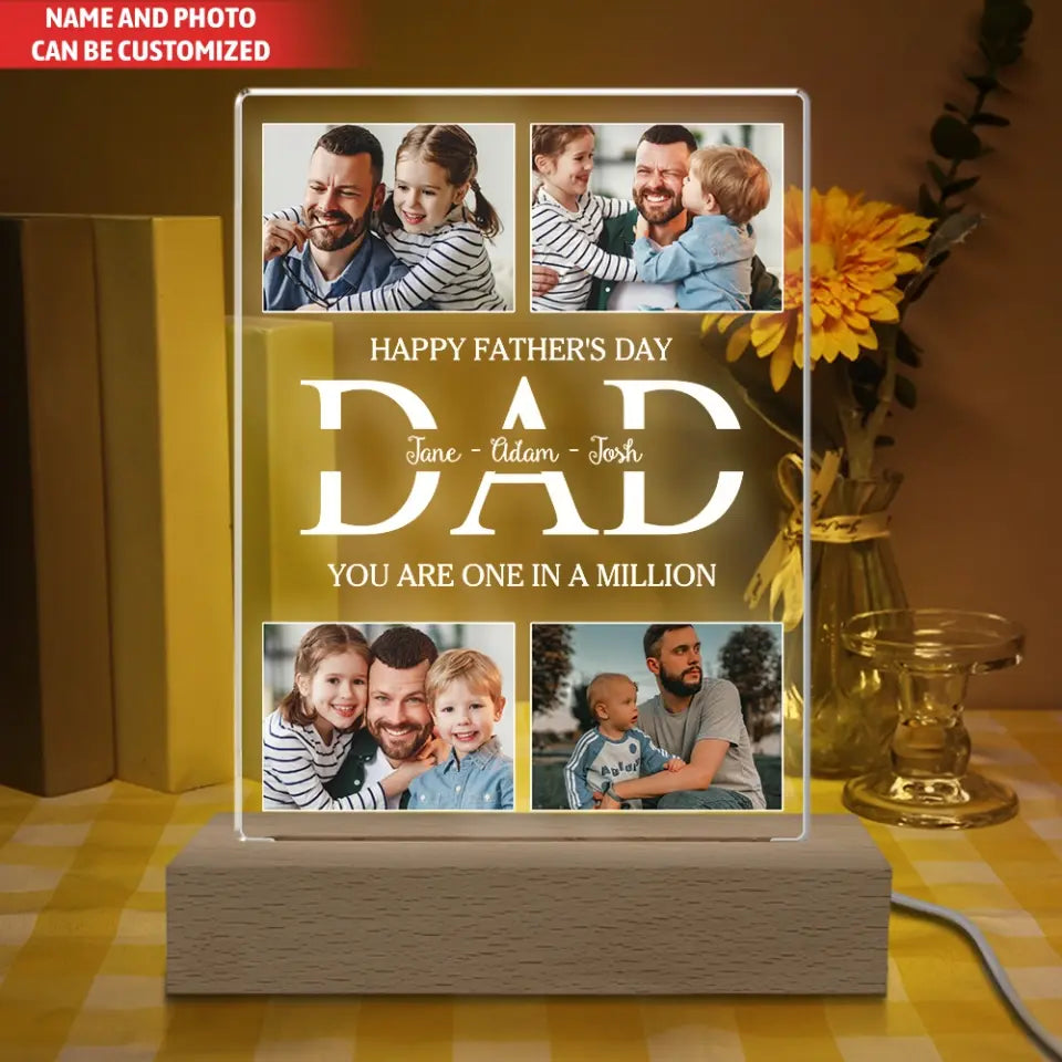 Happy Father’s Day You Are One In A Million - Personalized Acrylic Lamp, Gift For Father's Day