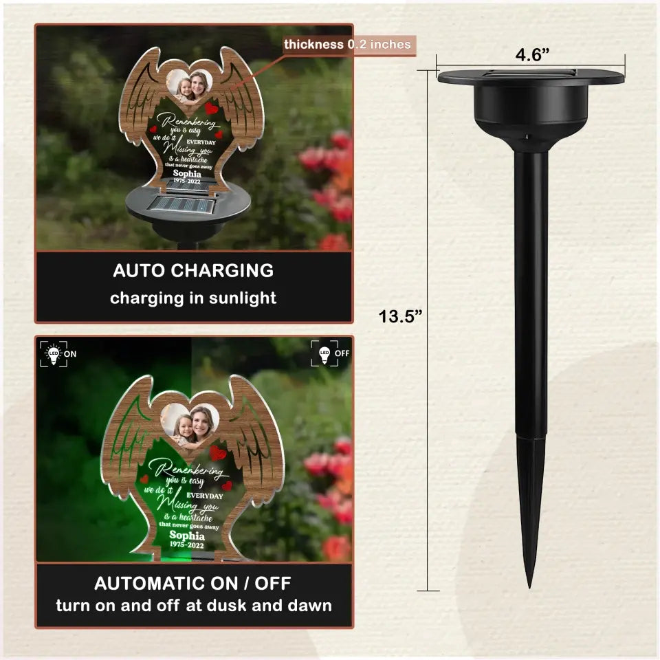 Remembering You Is Easy We Do It Everyday - Personalized Solar Light, Memorial Gift