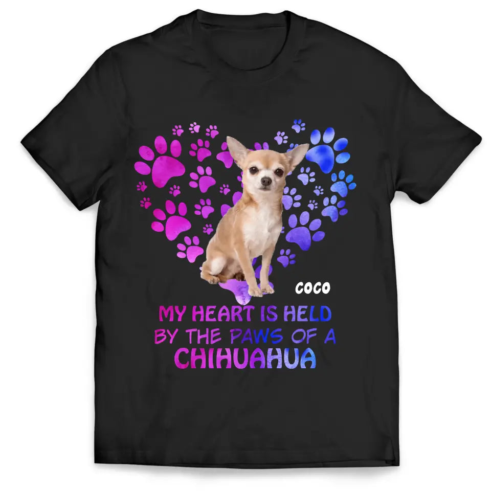 My Heart Is Held By The Paws Of A Dog - Personalized T-Shirt, Dog Lovers