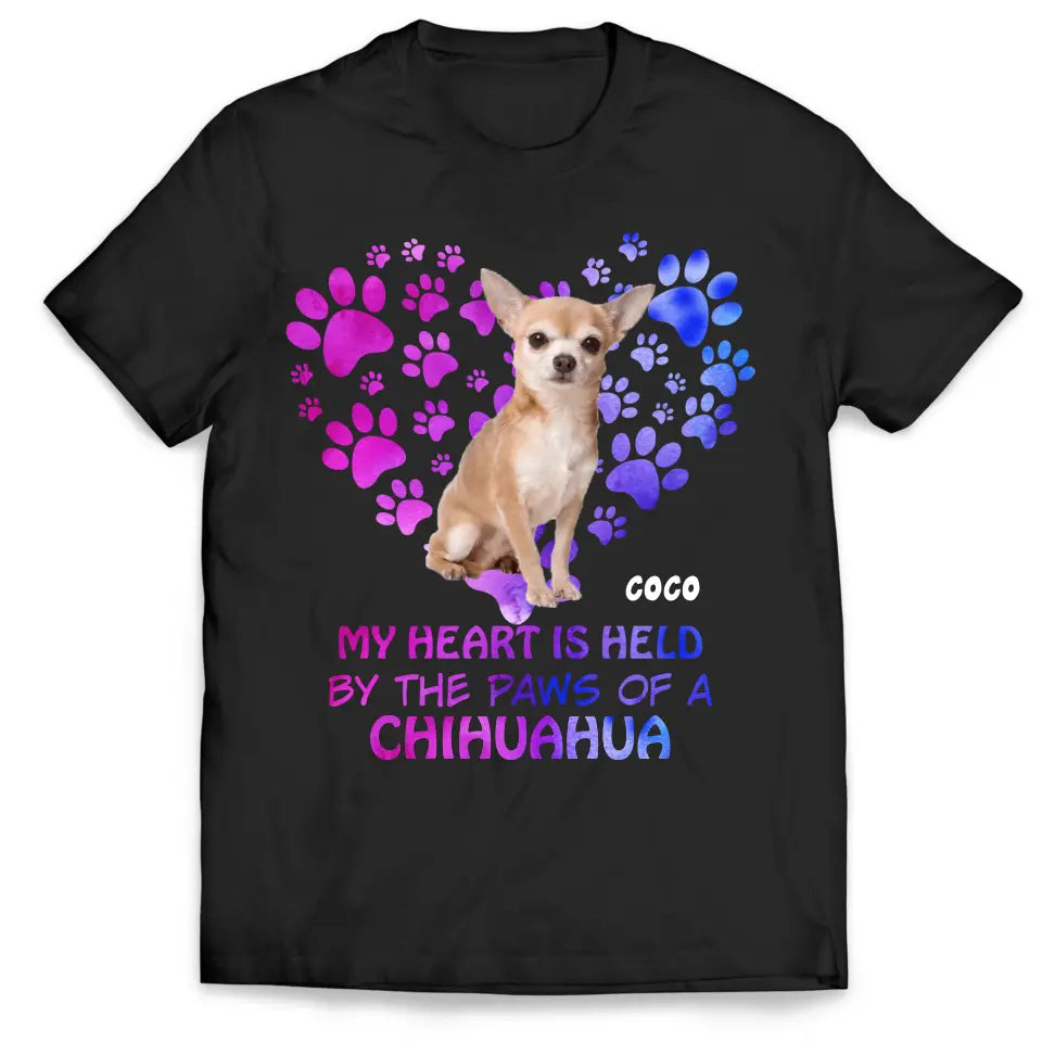 My Heart Is Held By The Paws Of A Dog - Personalized T-Shirt, Dog Lovers
