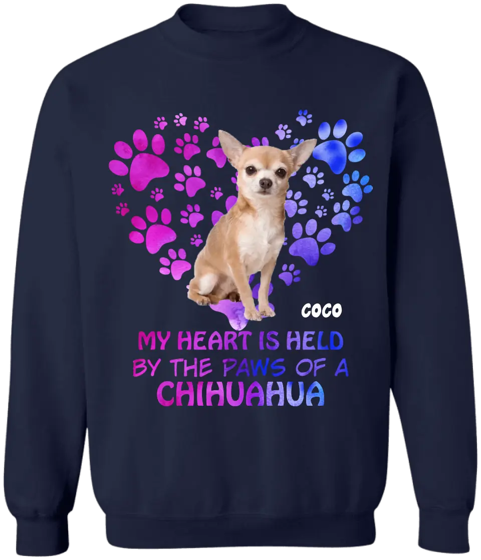 My Heart Is Held By The Paws Of A Dog - Personalized T-Shirt, Dog Lovers