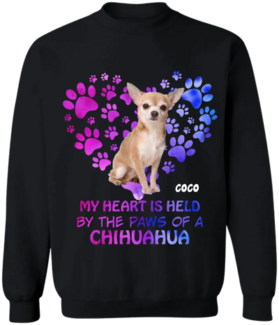 My Heart Is Held By The Paws Of A Dog - Personalized T-Shirt, Dog Lovers