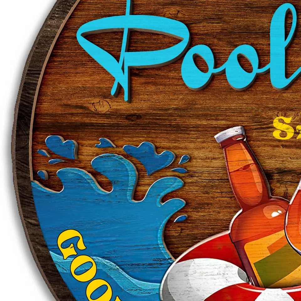 Pool Bar Good Friend Good Times - Personalized Pool Wood Sign, Poolside Decor, Outdoor Pool Sign, Summer Gifts