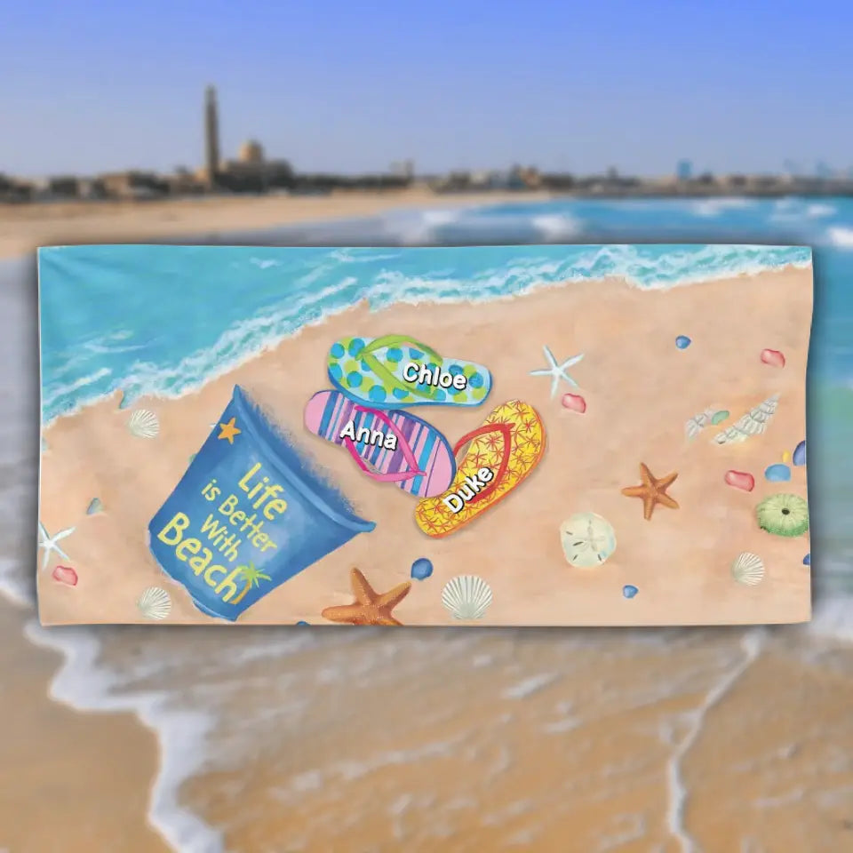 Life is Better With Beach - Personalized Beach Towel, Gift For Beach Lover