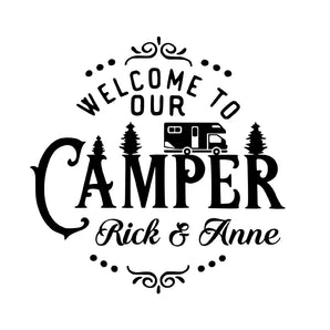 Welcome To Our Camper - Personalized Decal, Gift For Camping Lover