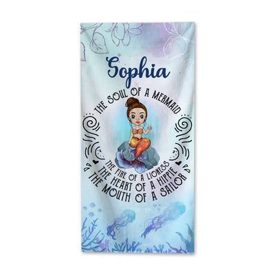 The Fire Of A Lioness The Heart Of A Hippie - Personalized Beach Towel, Summer Gift For Girl Women