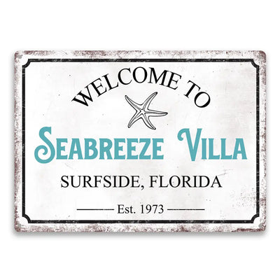 Welcome To Beach House - Personalized Metal Sign, Custom Beach House Sign, Beach House Signs