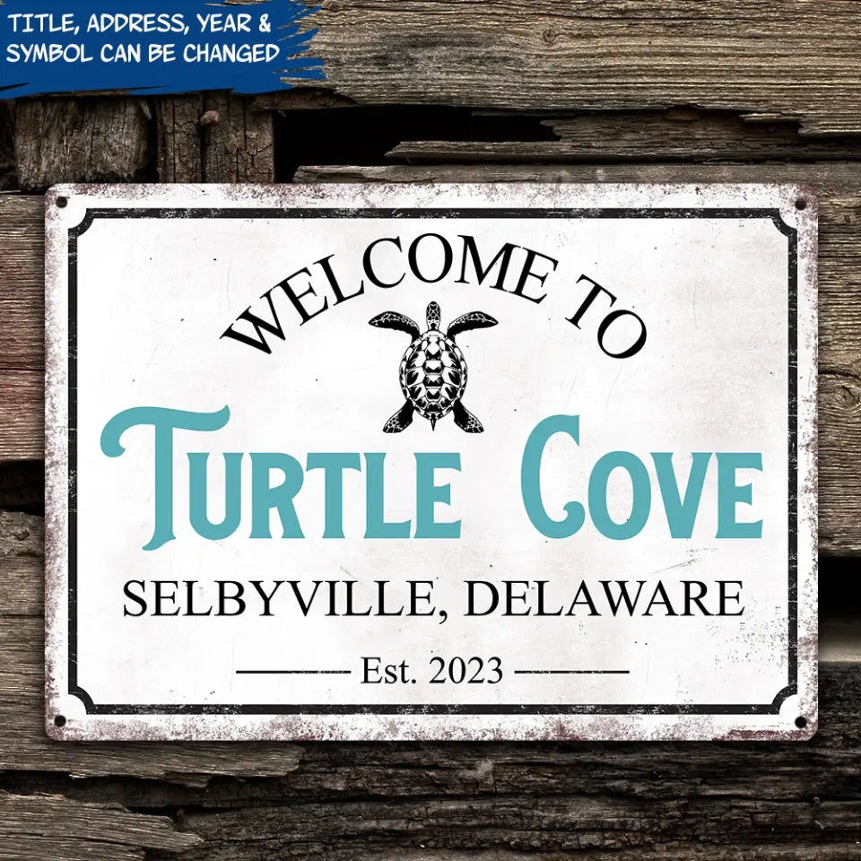 Welcome To Beach House - Personalized Metal Sign, Custom Beach House Sign, Beach House Signs