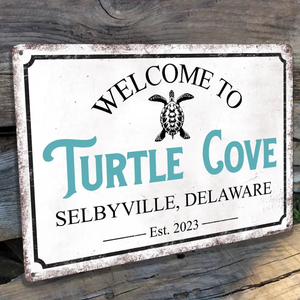 Welcome To Beach House - Personalized Metal Sign, Custom Beach House Sign, Beach House Signs