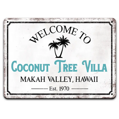 Welcome To Beach House - Personalized Metal Sign, Custom Beach House Sign, Beach House Signs