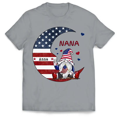 I Love You To The Moon Grandma American Flag - Personalized T-shirt, 4th Of July Gift For Grandma