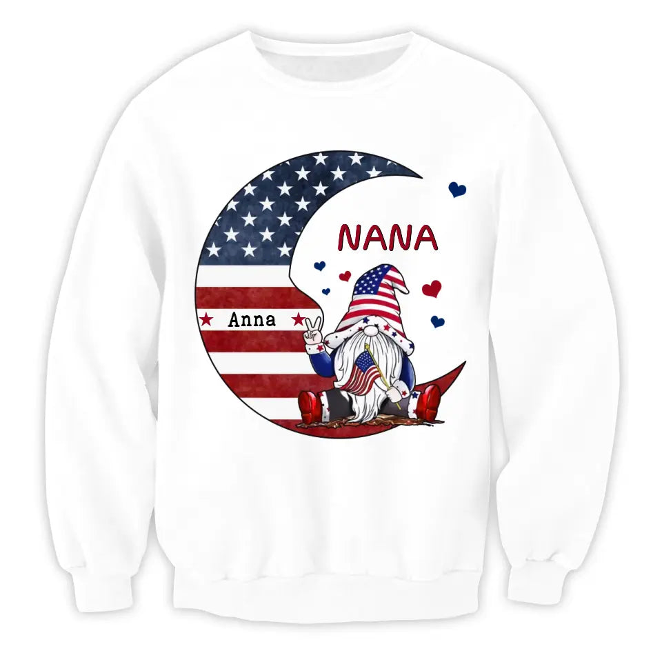 I Love You To The Moon Grandma American Flag - Personalized T-shirt, 4th Of July Gift For Grandma